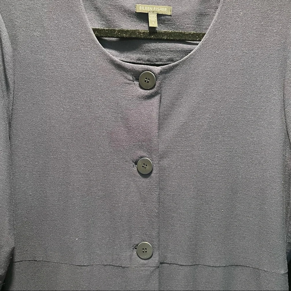 Eileen Fisher Navy Tunic Jacket‎ 3-Button 3/4 Sleeve Front Pockets Size S. - Picture 5 of 9